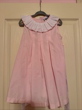 Girls' Pink Pleated Collar Dress